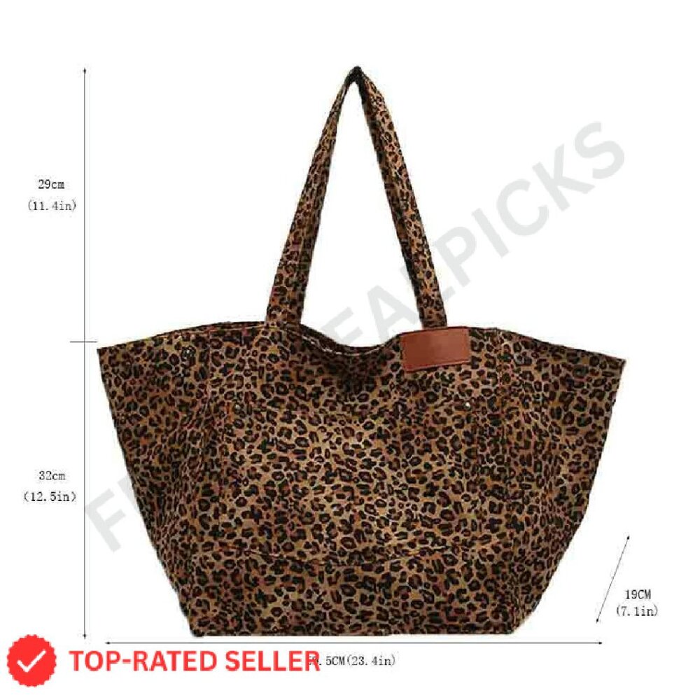 Leopard Print Canvas Tote Bag Large Capacity Cros… - image 8